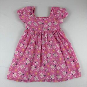 Barbie Mattel Dress Pink Daisy Sun Smocked Square Neck Puff Sleeve Size XS 4/5